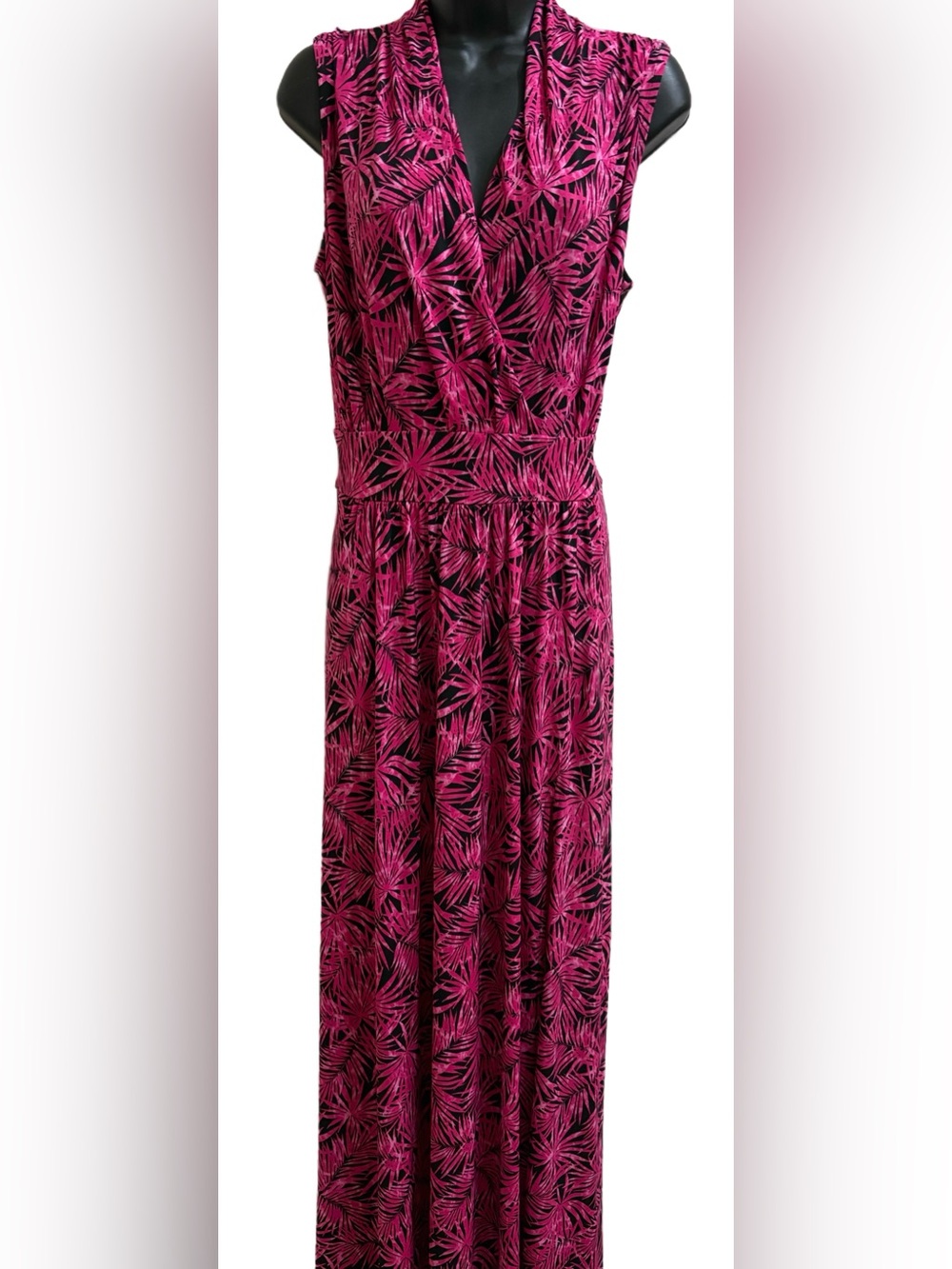 Michael Kors Sleeveless Pink Palm-Print Maxi Dress